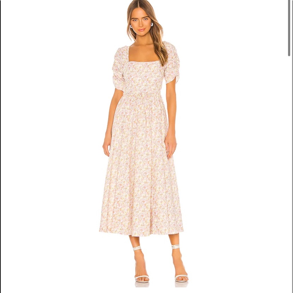 NWT free People She's A Dream Midi Dress in Yellow